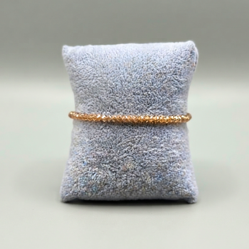 Champagne Nectar Shimmer – Crystal Bead Stretch Bracelet