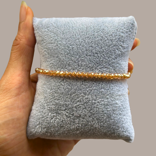 Champagne Nectar Shimmer – Crystal Bead Stretch Bracelet