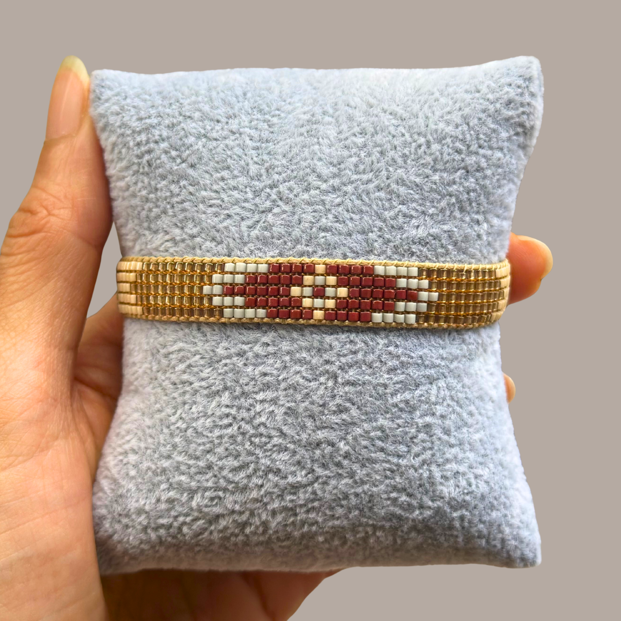 Desert Rose Woven Band – Miyuki Bead Pull-String Bracelet