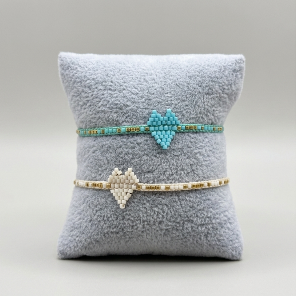 Lovers Tide Band– Hand-Woven Beaded Heart Bracelet