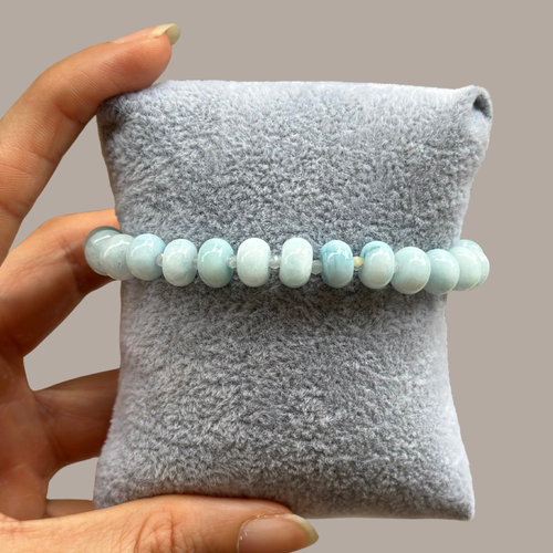 Aquamarine Pebble Strand – Natural Tyre Stone & Gemstone Bead Bracelet⁠