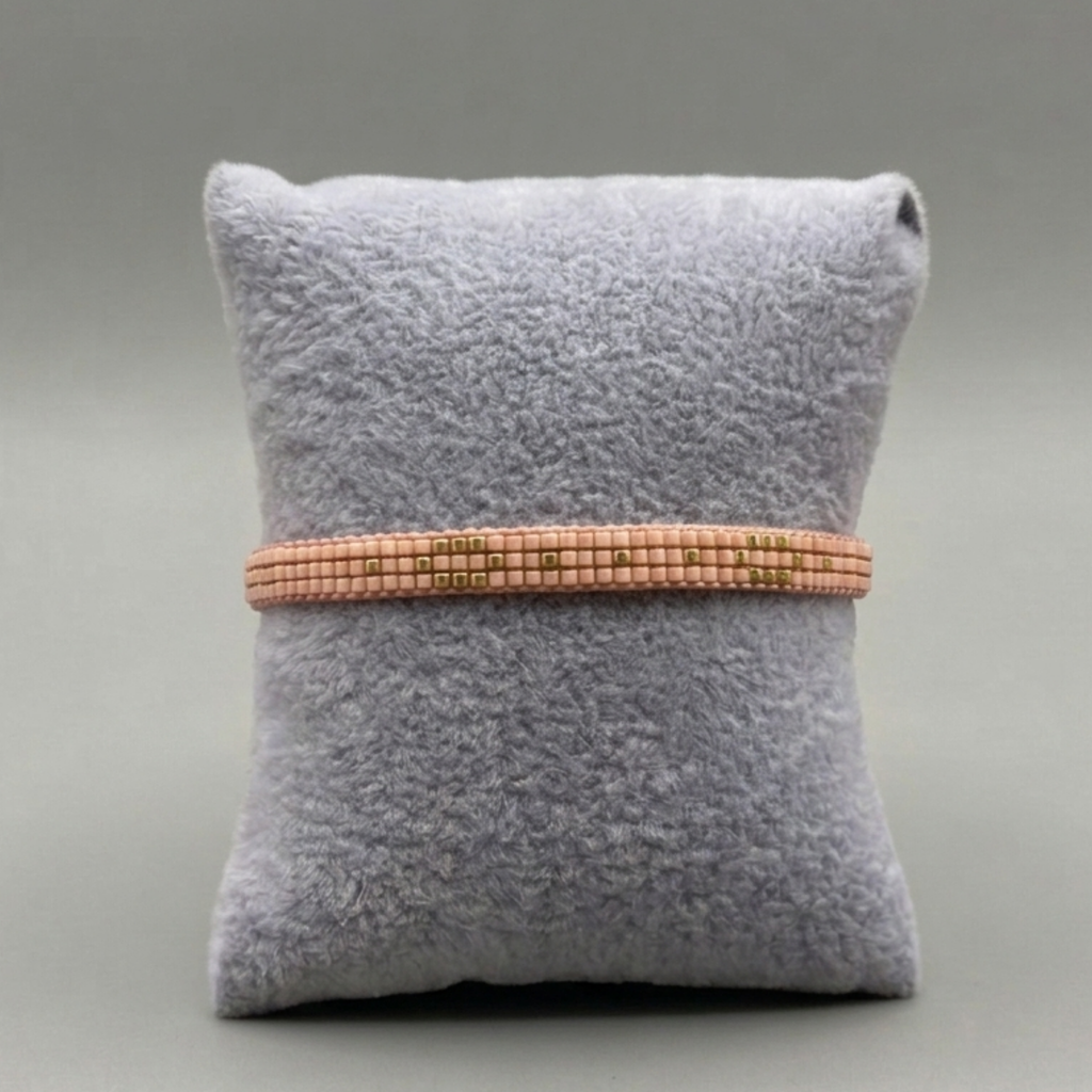 Peach Lattice Band – Japanese Miyuki Woven Pull-String Bracelet⁠