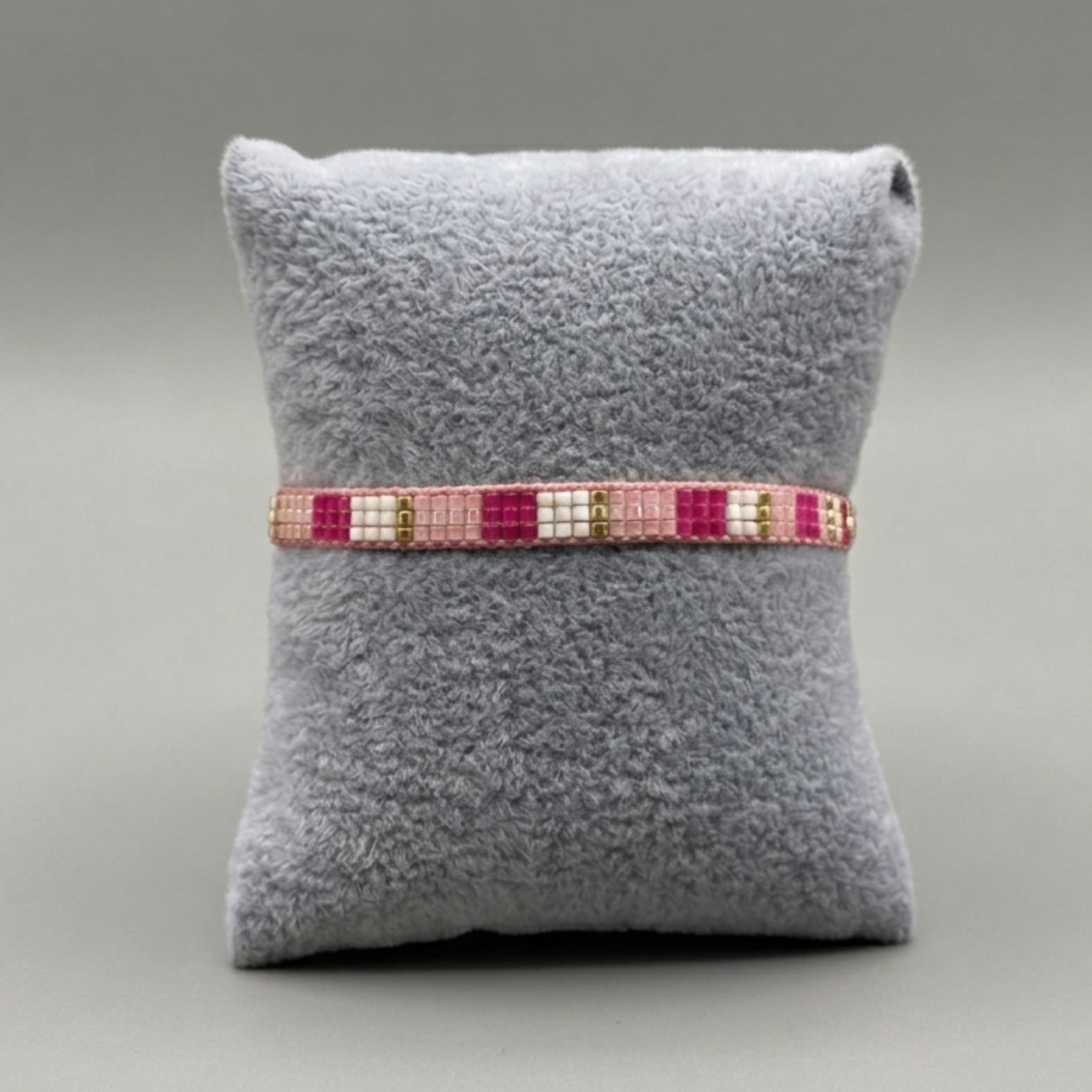 Fuchsia Diamond Woven Cuff – Japanese Miyuki Bead Band⁠