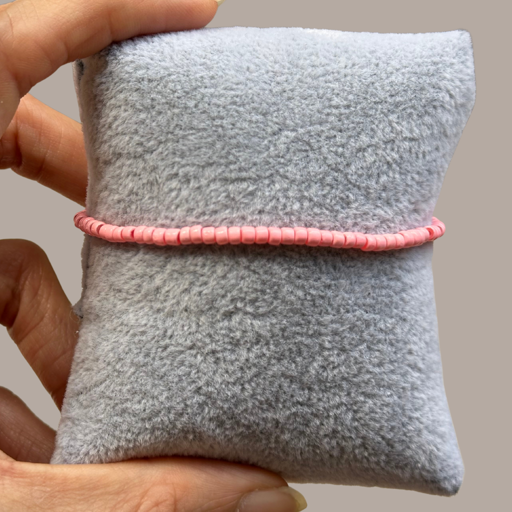 Rosebud Seed Thread – Soft Pink Matte Seed Bead Stretch Bracelet