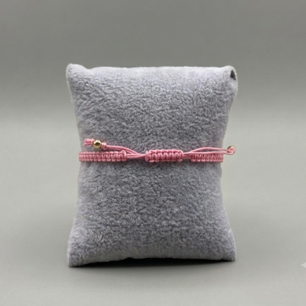 Ivory Pearl Line – Pink Macramé Freshwater Pearl Bracelet⁠