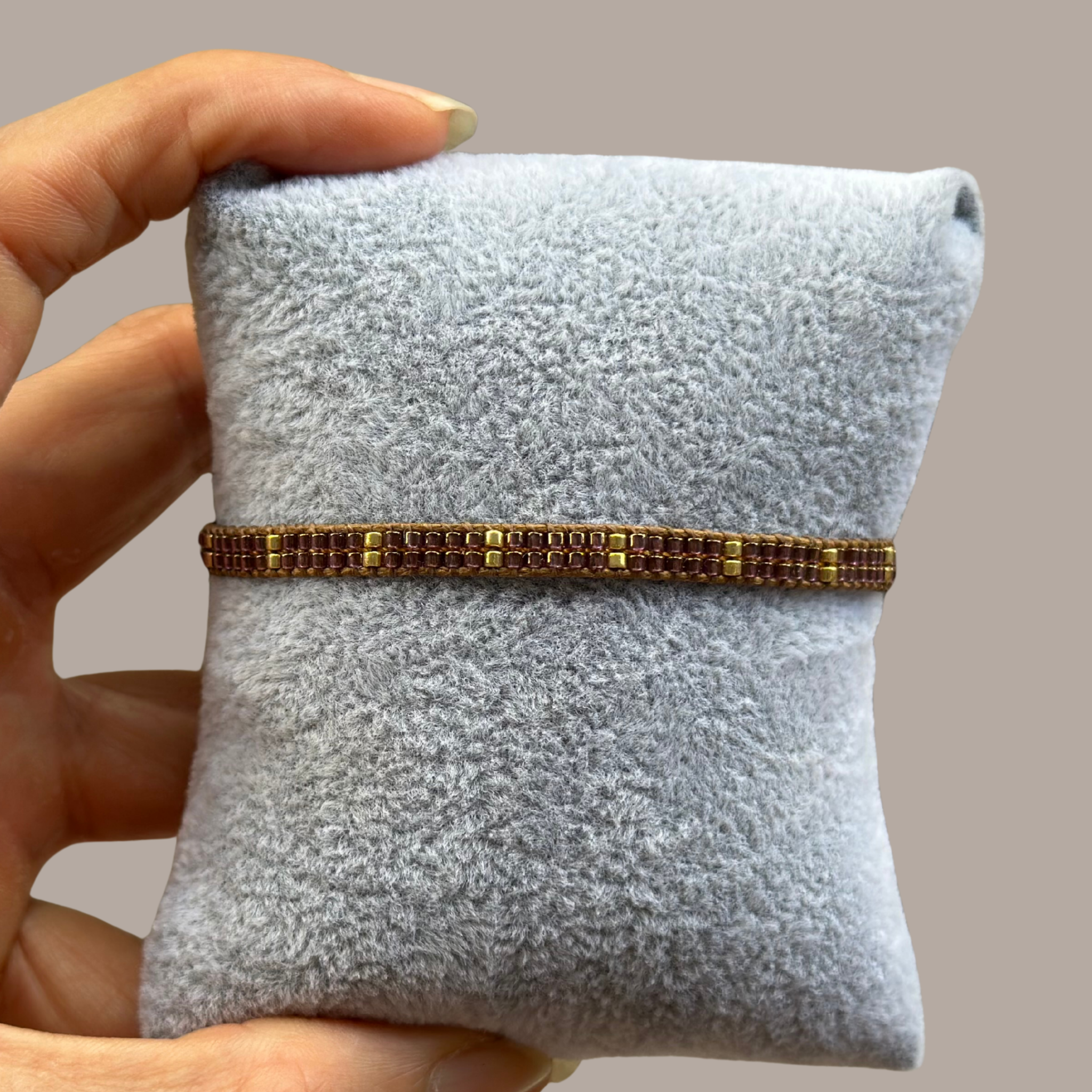 Gilded Bronze Delica Band – Japanese Miyuki Bead Woven Band