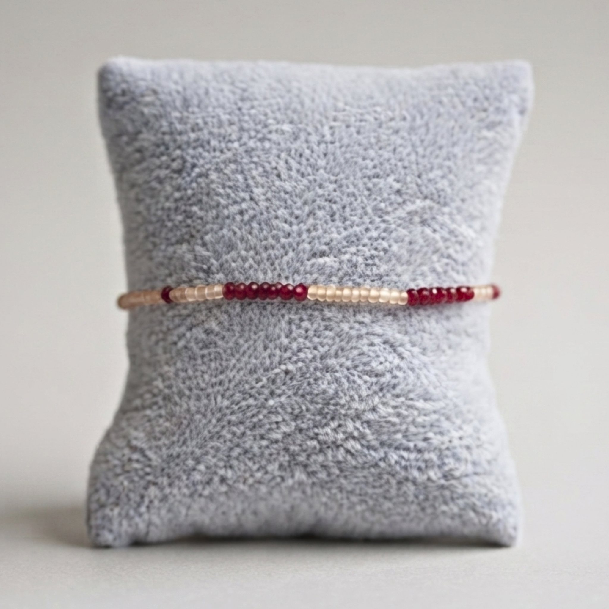 Sienna Dusk Seed Line – Red Crystal & Matte Stretch Bracelet