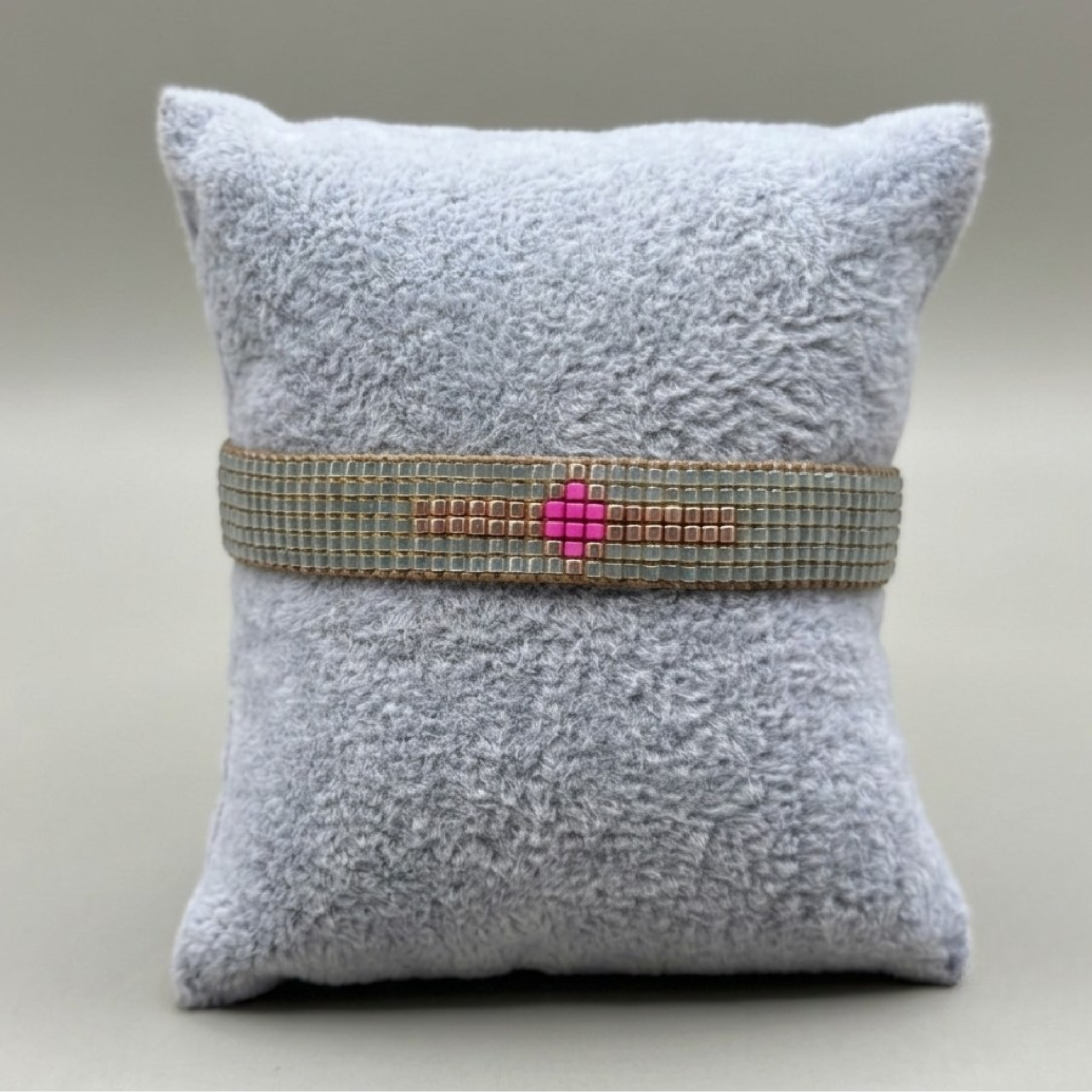 Glacier Pink Diamond Delica Band – Japanese Miyuki Woven Pull-String Bracelet
