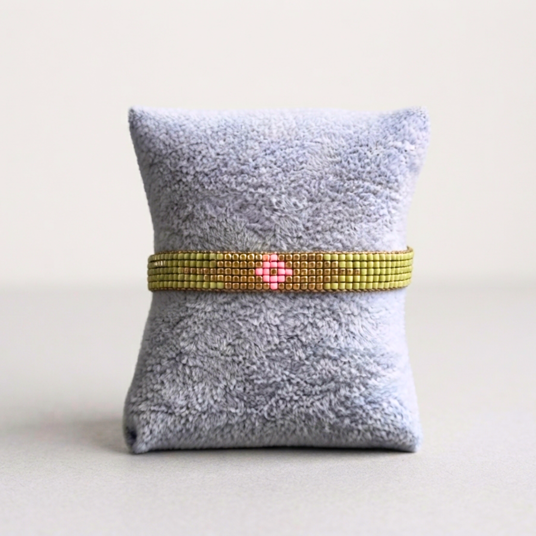 Matcha Blossom Delica Band – Japanese Glass Woven Loom Bracelet