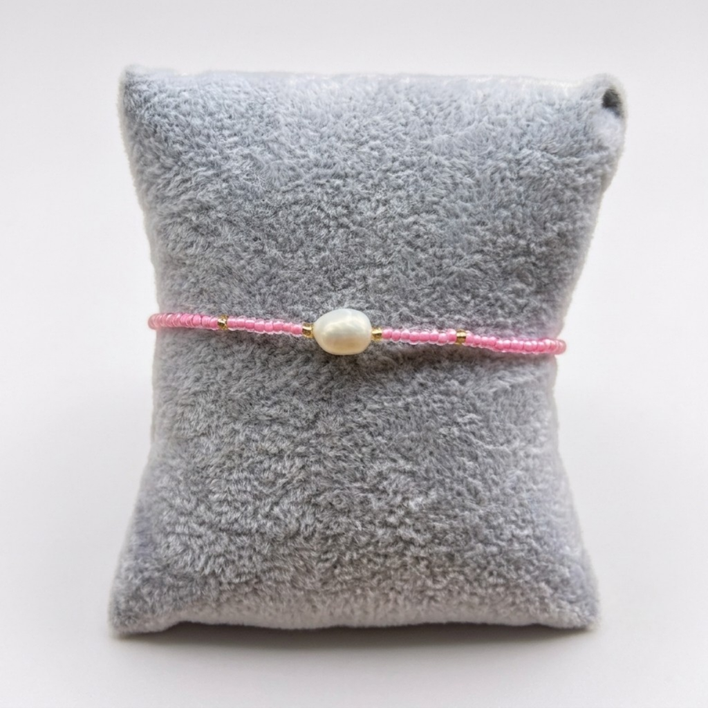 Blush Pearl Strand – Pink Seed Bead & Freshwater Pearl Bracelet