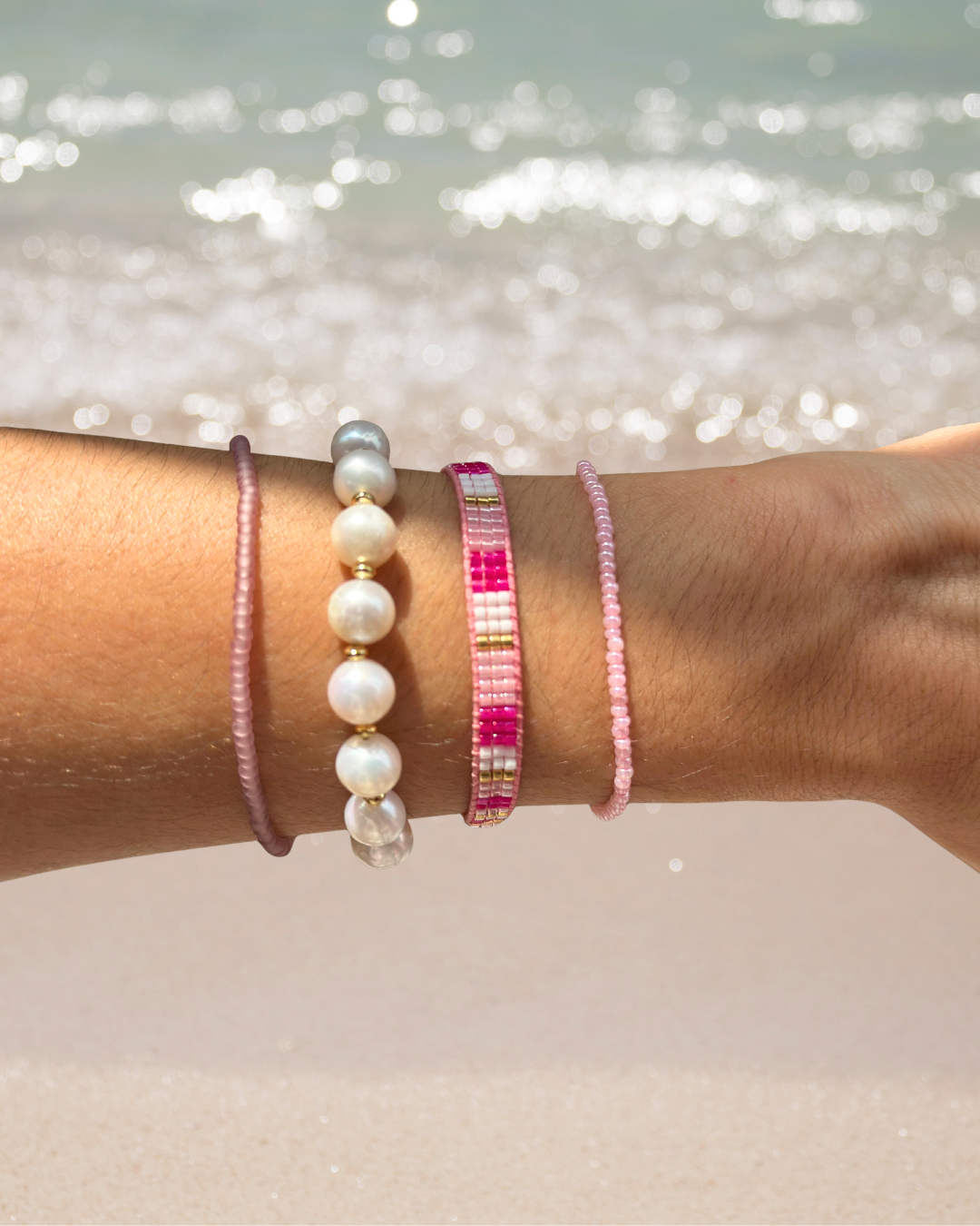 Lilac Dusk Seed Line – Frosted Lavender Glass Seed Bead Bracelet⁠